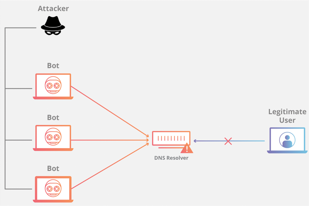 Khuếch đại DNS là một cuộc tấn công DDoS bất đối xứng, trong đó kẻ tấn công gửi một truy vấn tra cứu nhỏ với địa chỉ IP giả mạo, khiến mục tiêu giả mạo nhận được phản hồi DNS lớn hơn nhiều . Với các cuộc tấn công này, mục tiêu của kẻ tấn công là làm bão hòa mạng bằng cách liên tục làm cạn kiệt dung lượng băng thông.